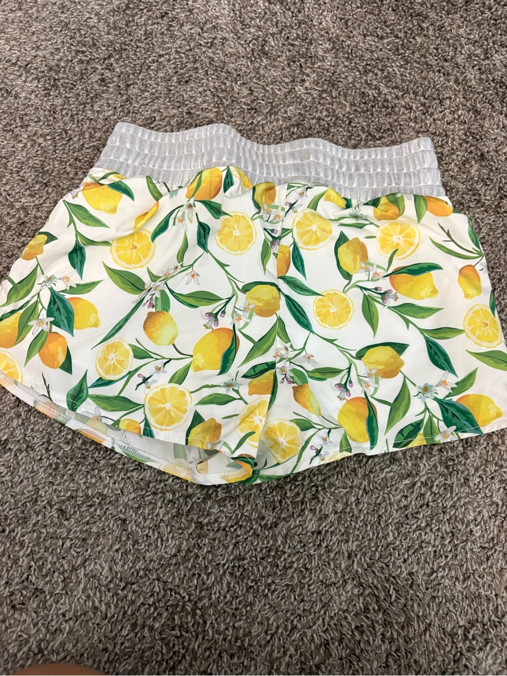 Girls' Lemon Print Elastic-Waist Shorts - White & Yellow
